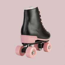 Gets Classic Double-Row Roller Skates,Women's Roller Skates, PU Leather Shiny Roller Skates, Classic Adjustable Four-Wheel Beginner Roller Skates, Suitable For Indoor And Outdoor Use - 粉紅黑CN33 - 查看 5