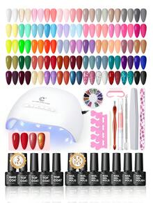 coscelia 70pcs Gel Nail Polish Set, Includes UV Lamp, Red, Nude, Pink, Glitter Gel Nail Polish, Base Coat And Top Coat, Semi-Permanent Manicure, Suitable For All Seasons, Women's Nail Care DIY Salon New Year Gift - Multicolor - View 2