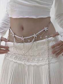 1pc European And American Style Tassel Multi-Layer Waist Chains, Fashionable, Elegant And Sexy Waist Chains For Women, Party Jewelry For Valentine's Day - 彩色 - 查看 3