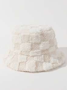 1pc Men's Checkerboard Patterned Bucket Hat For Autumn/Winter Warmth And Daily Wear Street