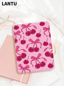 1pc Pink Cherry Blossom Retro Pattern Tablet Protective Case, Compatible With Apple IPad 10.2", IPad Pro 11" 2020/2021, IPad (A16) 11" 11th Gen 2025, IPad 9th/10th Gen, IPad Air 4th 10.9", Galaxy Tab S6 Lite 10.4", /, Anti-Drop, With Pencil Slot, Sleep/Wake Support, A Romantic Gift For Tablet Users - Multicolor - View 1