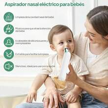 Aspirador  para Bebés, Saca Mocos para bebe con 6 Niveles de Succión Ajustables, 6 Cabezales de Silicona, Extractor de Mocos para Bebe con Música y Carga USB, Incluye Kit de Cortaúñas para Bebé - 1 - Ver 4