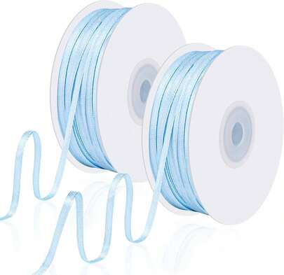 Gold Ribbon 1/8" 200 Yards Double Faced Thin Gold Satin Christmas Ribbon Crafts Balloons Gift Wrapping Wedding Party Wedding Invitations Tags Sewing Projects Christmas Decorations