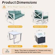 MBY Oversized Aluminum Patio Furniture Set,-Piece Outdoor Conversation Set With Swivel Rocking Chairs & Coffee Table, Modern Weather-Resistant Seating Deck,Yard,Balcony,Poolside-Brown - 白色 - 查看 6