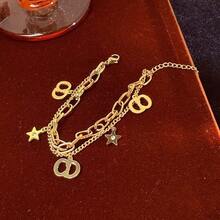 1pc Unique High-End Personalized CD Double-Layer Bracelet, Minimalist Design Luxury Micro-Inlaid Zirconia Star Bracelet - CD Letter Bracelet - View 5