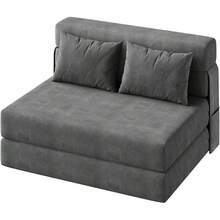 Dragonpad 4-In-1 Folding Sofa Bed Sofa Chair, Convertible Sleeper Corduroy Loveseat With 2 Pillow, Tufted Floor Lounge For Living Room Bedroom Guest Room Dark Grey - 深灰色 - 查看 6