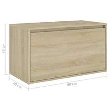 Banco de entrada vidaXL de 80x40x45 cm, madera de ingeniería color roble Sonoma. - Marrón - Ver 8