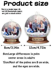 1pc Personalized Family Photo Christmas Snow Globe Ornament, Customizable Photo, Unique Holiday Keepsake Gift For Family, Friends, Couples, Adds Festive Charm, Perfect For Christmas Tree, Party, Home Decor, And Holiday Calendar - Multicolor - View 2