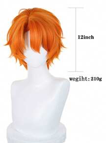 Tóc giả Bobo Nick Foxy màu cam ngắn 16 inch, thẳng, chịu nhiệt, hóa trang thành nhân vật hoạt hình tiệc Halloween - trái cam - Xem 2