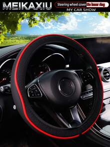 MEIKAXIU PU Decorative Strips Embossed Leather Car Steering Wheel Cover Fit For 14.5-15 Inch Vehicles, Car Accessories, Suitable For Women - Striped Decorative Style - View 9