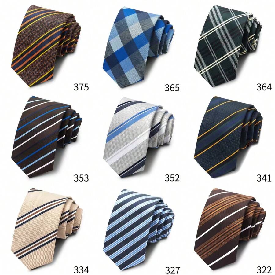 AlanKing 1pc Striped Necktie, Suitable For Business, Formal Events, And Daily Suit Wear - Color Mixing - View 1