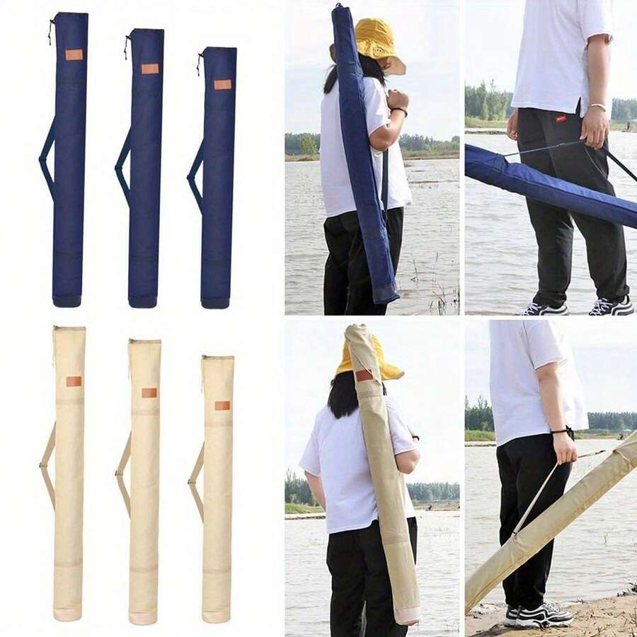 1pc Multifunctional Fishing Tackle Storage Bag, Large Capacity Folding Portable Fishing Rod Bag, Canvas Pouch For Fishing Accessories Durable Oxford Cloth Fishing Tackle Storage Bag, Large Capacity Folding Portable Umbrella Pouch, Multifunctional Canvas Rod Case, With Multiple Compartments For Outdoor Fishing Gear Organization - Multicolor - View 1