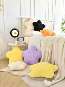 1pc Star Decor Throw Pillow, Cute Star Cushion, Soft & Comfortable, Christmas Home Decor, Suitable For Sofa, Bedroom And Living Room, Ideal Gift For Family And Friends On Valentine's Day