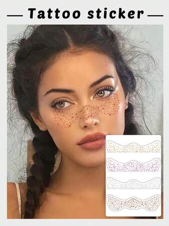 4 Set de Tatuajes Temporales de Pecas Coloridas - Pegatinas Decorativas de Maquillaje Facial, Tatuajes Temporales de Nicho para Maquillaje Ambiental, Resistentes al Agua y al Sudor, Esenciales para Festivales y Fiestas, Adecuados para el Día de San Valentín