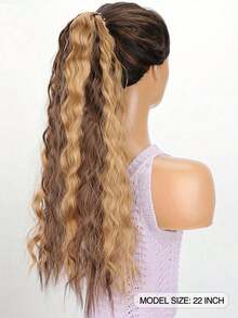 24英寸染色多色波浪马尾假发，采用聚酯纤维材质，弹性发带，柔软波浪，外观自然，易于佩戴，瞬间增加头发长度和蓬松度，适合女性日常佩戴、节日派对、音乐节和其他场合。 - 彩色 - 查看 4