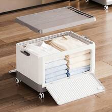 Living And Home Stackable Storage Box With Locking Wheels 3-Way Access Secure Lid Easy Assembly For Seasonal Storage - Gray 54cm(W) X 36cm(D) X 33.5cm(H) - View 2
