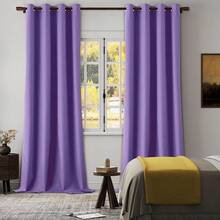 % Blackout 10ft Curtains 120 Inches Long Living Room, Noise Reducing, Thermal Insulated, Lightweight Bedroom Grommet Drapes, Sage Green, W52 X L120, 2 Panels - Purple - View 2