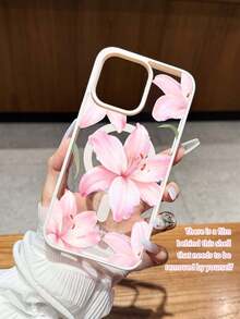 亮粉色百合花图案磁吸指环手机壳，兼容三星A15/35/54/55及S系列、苹果17、16 Pro Max、14/13、12、11 Pro Max、XS Max、X、XR、8、7、Plus、Mini等机型，适合作为生日礼物、送给女友、男友或自用。 - 彩色 - 查看 4