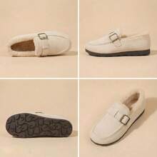 Women's Loafers, Women's Ankle Boots, Stylish And Versatile, Slip-On Design, Fleece Lining, Warm And Non-Slip, Comfortable, Durable And Stain-Resistant, Machine Washable, Suitable For Shopping, Outings, Dates, And Walks. A Winter Essential, Perfect As A Valentine's Day Gift, The Top Choice For Your Girlfriend. - Màu be - Xem 4