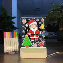 1 pieza Pizarra de mensaje de acrílico LED con 7 bolígrafos de colores - Pizarra blanca iluminada y borrable alimentada por USB, tema de princesa, adecuada para dormitorio, oficina, escuela - Excelente regalo para cumpleaños, Navidad, San Valentín, Acción de Gracias, Graduación, Luz LED para dormitorio - Multicolor - Ver 2