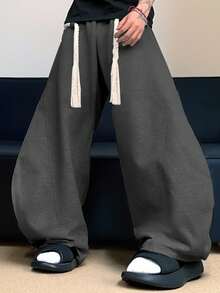 男士时尚口袋阔腿宽松休闲运动裤