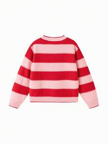 Balabala Jersey de cuello redondo con jacquard para niñas, suéter de punto suave de primavera - tinte rojo - Ver 5