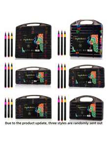 80支/60支/48支/36支/24支/12支黑色丙烯马克笔套装，适用于绘画纸，无需浸泡，艺术收藏，DIY涂鸦笔，彩色水彩马克笔套装，防水大容量彩色笔，精致学生礼物，完美礼品，马克笔，返校季，学习用品 - 彩色 - 查看 10