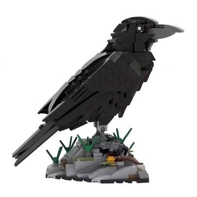 350+Pcs Raven Building Blocks Set | Animal Model Bird Blocks, Detailed Collectible 3D Stereoscopic Model, Suitable For Home Decor, Office Desk Accessories, Birthday/Christmas/Halloween/Holiday Gifts