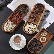 Vajilla de madera multiusos y ligera, bandeja de madera rectangular con rejilla, bandeja ovalada rectangular de madera, adecuada para cocina, exterior, restaurante, uso multiusos, decoración, exhibición de frutas, aperitivos, frutos secos