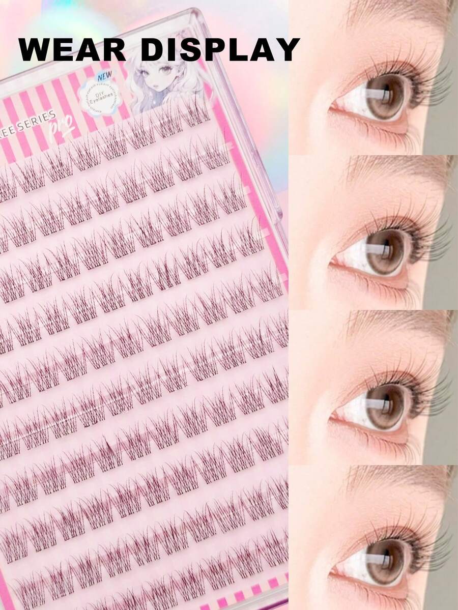 120片装鱼尾漫画自粘假睫毛套装 - 无需胶水，性感时尚设计，轻盈卡通效果，新手友好，易于佩戴，适合角色扮演、主题派对、日常动漫风穿搭、圣诞节、约会和派对等场合。 - C - 查看 1