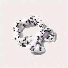 1 Leopard Print Bath Headband, Modern Polyester Soft Headband Bathroom And Sports, Women's Headband With Bow, Plush Headband Cute Face Washing Solid Color Hair Accessory - 白色 - 查看 5
