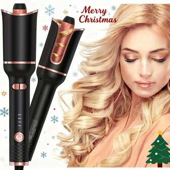 UKLISS Automatisk locktång, roterande locktångsstav, skållningsskyddande, hårstav, locktänger för långvariga lockar och vågor, hårstylingverktyg med dubbla spänningar, locktångsborste, automatiskt hårverktyg, hårlockverktyg, skållningsskyddande design, elegant stylingverktyg, smidig rotation, hållbar konstruktion, roterande locktänger, locktångsborste, salongproffs, hemanvändare