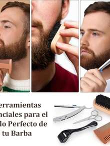 Kit Barba Cuidado, Kit de Cuidado de Barba 12 en 1 para Hombres, Juego de Regalo para Crecer y Afeitar Barba - Negro - Ver 2