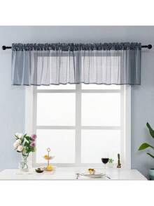 1 pieza Cortina de cocina moderna, lujosa y elegante para ventana pequeña, cortina de encaje de media altura - Gris - Ver 7