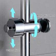 1个可调节淋浴喷头支架，可旋转且经久耐用，塑料和金属材质，黑色/灰色/铬色圆柱形。可360°旋转，夹持牢固，适用于浴室、日常沐浴和四季使用。浴室配件/浴室工具 - 彩色 - 查看 6