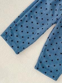 New Baby Pants For Spring, Autumn & Winter, Unisex Infant Comfortable Corduroy Loose Straight Leg Polka Dot Trousers - Blue - View 11