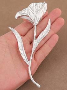 1 pezzo Spilla di gioielleria in lega di colore oro e argento a forma di grande fiore di tulipano, adatta per l'uso quotidiano delle donne