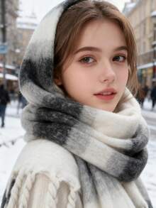 1pc Unisex Solid Color Winter Scarf, Minimalist Headscarf, Beach Shawl, Soft & Cozy New Solid Color Scarf For Men & Women, Student Dreamy Macaron Color, Thick Circle Scarf Shawl, Warm Couple Scarf - Multicolor Haimamao - View 5