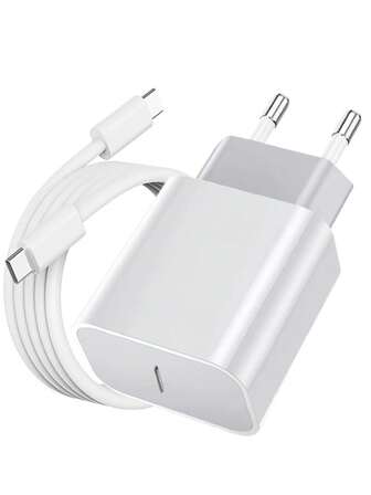20W USB-C Wandladegerät Set kompatibel mit iPhone 17/16/15/Pro/Pro Max Schnellladung, Europäischer Ladegerät Typ C Netzteil-Adapter mit 1 USB-C auf Typ C Schnellladekabel, kompatibel mit Samsung Galaxy und Android Smartphones, USB C Wandladegerät für Zuhause, Büro, Reisen & Geschenke, geeignet für Büro, Wohnheim und Zuhause