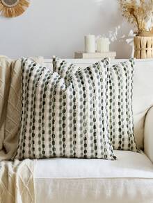 1 件/2 件橄榄绿 + 板岩蓝 + 白色（不含枕芯）3D 厚条纹枕套，波西米亚农舍雪尼尔靠垫套，中性色枕套，适用于沙发、床、卧室、餐厅、派对、装饰，四季皆宜 - 橄欖綠+灰藍+白色 - 查看 16