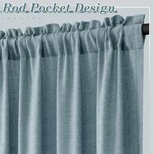 Blue Linen Semi Sheer Curtains 63 Inch Length For Living Bedroom 2 Panels Rod Pocket Light Filetring Privacy Linen Blend Cotton Textured Rustic Farmhouse Decor Drapes For Dining Room, W52xL63,52inchWx63inchL(Packof2),Blue - Blue - View 6