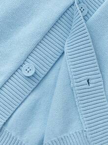 Balabala 儿童V领针织开衫，柔软纽扣毛衣 - 藍色調 - 查看 8