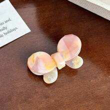 High-End Acetate Small Side Clip Butterfly Inlaid Diamond Hair Clip Duckbill Clip Sweet Side Clip Versatile Hair Clip Hair Accessory - Sọc xanh và hồng - 4,5cm - Xem 9