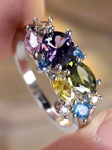 1 Pc Romantic Cubic Zirconia Ring For Women For Wedding Engagement Anniversary Party Jewelry Valentine's Day Gift - 1# - View 9