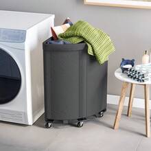Seville Classics Heavy-Duty Rolling Corner Hamper - 自然白 - 查看 8