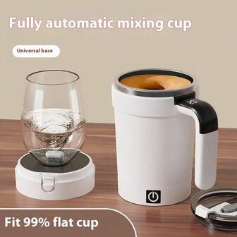 Taza con agitador magnético recargable por USB | Acero inoxidable 304 | Resistente al calor y al frío | Tapa de doble uso para beber/con pajita | Portátil para el hogar/oficina/viaje | Excelente regalo para amantes del café | Disponible en varios colores