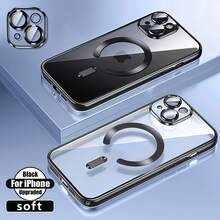 Funda para teléfono compatible con iPhone 17 Air/16e/15/14/13/12/11, Pro, Pro Max, Plus, apariencia electrochapada genial, accesorio magnético, panel trasero transparente de alta definición - Plateado - Ver 10