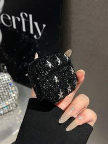 1個黑色金屬五角星鉚釘龐克風藍牙耳機保護殼，適用於AirPods - 黑色 - 查看 7