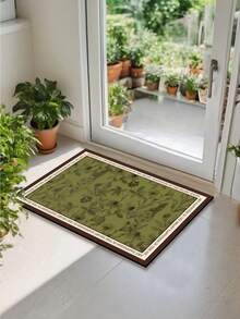 [HOT!!!] 1pc Soft Rubber Kitchen Mat, 3.5mm Thick Kitchen Rug, Green Hand-Painted Floral Retro Style Absorbent Kitchen Mat Large Carpet, Can Be Self-Cut To Fit Kitchen Size, Surface Fabric Material, Middle Sponge Layer, Bottom Rubber Layer, Suitable For Kitchen Rugs, Kitchen Decor, Wedding Decor, Home Decor, Bathroom Mat, Entryway Mat, Laundry Room Mat, Hallway Carpet, Living Room Mat, Etc. - Multicolor - View 6