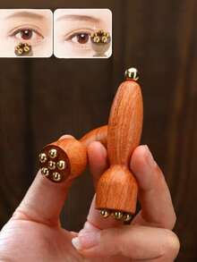 Manual Massage And Relaxation Tools Lotus Seedpod Brass & Rosewood Facial Gua Sha Tool Eye Relaxation Spot Meridians Acupoint Massage Handheld - Multicolor - View 1